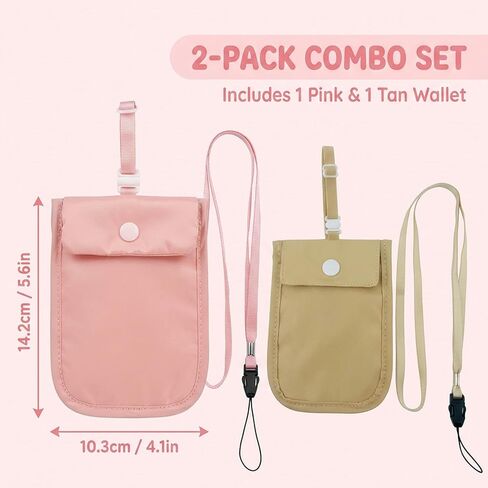 2-Pack Bra Wallet Women Travel, Bra Pocket Travel Accessory, Nylon Fabric Underwear Storage, Secure Card Holder for Daily Use and Outdoor Activities in Saudi Arabia