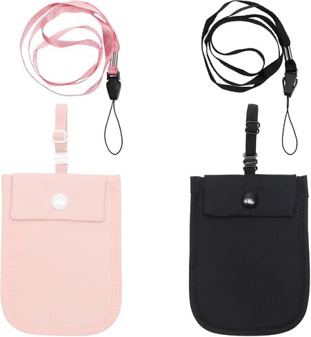 2 Pcs Travel Bra Wallet, Hidden Undercover Bra Wallet Washable Bra Wallet, Adjustable Elastic Strap, Secret Stash Pocket for Credit Cards Money Valuables for Women (1 Pink and 1 Black) in Saudi Arabia
