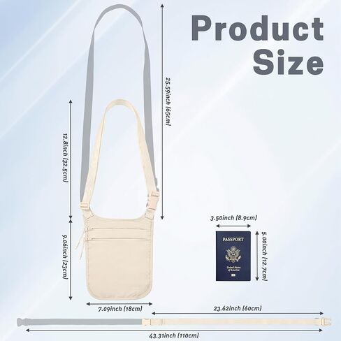 YOYI YOYI Anti-Theft Money Belt for Travel, RFID Blocking Crossbody Bag and Travel Wallet, Water-Resistant Security Pouch with Dual-Strap Design, RFID Passport Holder for Men and Women in Saudi Arabia