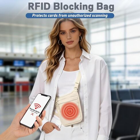 YOYI YOYI Anti-Theft Money Belt for Travel, RFID Blocking Crossbody Bag and Travel Wallet, Water-Resistant Security Pouch with Dual-Strap Design, RFID Passport Holder for Men and Women in Saudi Arabia