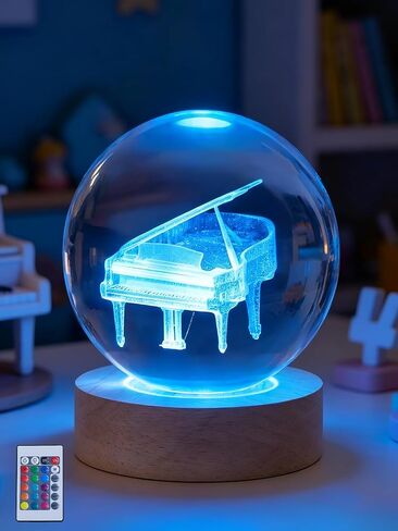 Ammonite Dragon Crystal Ball, 16 Colors Changing with Remote Control, USB Powered LED Wooden Base, 80mm Clear Glass Art for Kids Birthday Gift in Saudi Arabia