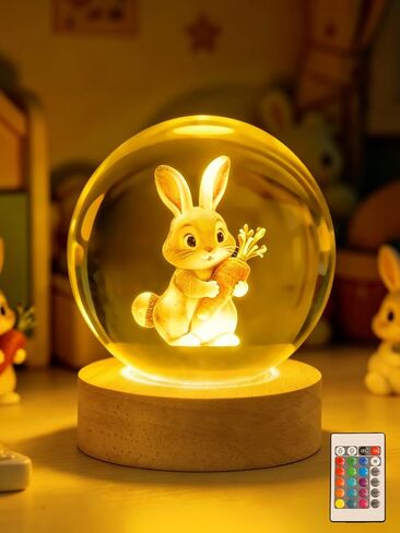 Ammonite Dragon Crystal Ball, 16 Colors Changing with Remote Control, USB Powered LED Wooden Base, 80mm Clear Glass Art for Kids Birthday Gift in Saudi Arabia