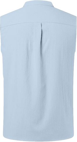 Men's Sleeveless Henley Shirt Cotton Linen Solid Summer Fashion Classic Comfort Button Casual Gym Pullover Vest Top in Kuwait