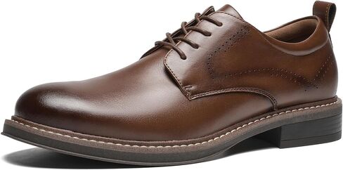 Men's Dress Shoes, Versatile Lace-Up Oxford Formal Shoes for Men, Classic Plain Toe Derby with Non-Slip Cushioned Insole, Ideal for Business Casual and Office Daily Wear in Saudi Arabia