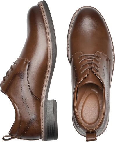 Men's Dress Shoes, Versatile Lace-Up Oxford Formal Shoes for Men, Classic Plain Toe Derby with Non-Slip Cushioned Insole, Ideal for Business Casual and Office Daily Wear in Saudi Arabia