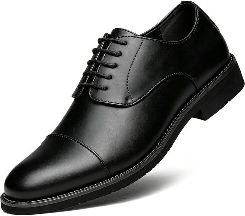 Men's Dress Shoes Classic Cap-Toe Oxfords Formal Business Tuxedo Suit Fashion Men Lace-Up Leather Derby Shoes Comfortable Lightweight Non-Slip Office Work Driving Wedding Footwear in Saudi Arabia