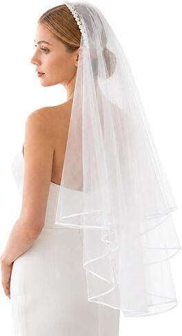 Pearl Headband with Veil for Bride, White Bridal Veil Headband, Bachelorette Party Headpiece, Bridal Shower Gift, Bride to Be Accessories in Saudi Arabia