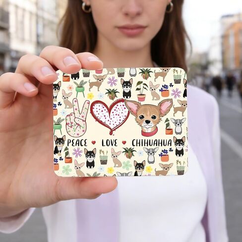 Lywjyb Birdgot Peace Love Chihuahua Card Holder Chihuahua Dog Lover Gift Chihuahua Mama Merch (Chihuahua Holder) in Kuwait