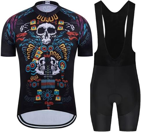Cycling Jersey Men Set Bib Shorts Set Breathable Bike Shirts With 20D Gel Pad Quick-Dry Bib Shorts Biking Jersey Clothing Set in Kuwait