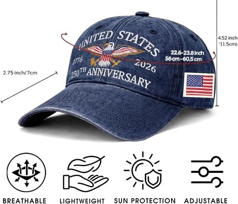 250 Anniversary USA Hat, United States 250th Anniversary Hat with Eagle & United States, Patriotic Hats for Men or Women, Embroidered Independence Day Baseball Cap Black in Saudi Arabia