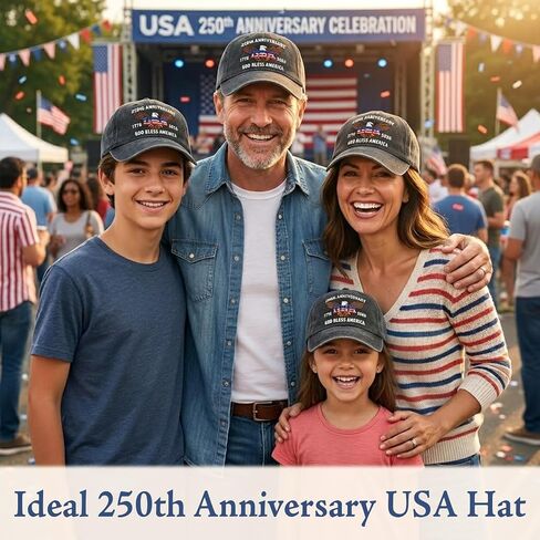 250th Anniversary USA Hat – Washed Denim Patriotic Baseball Cap – Embroidered ‘1776 – 2026 USA God Bless America’ – USA 250th Anniversary Merchandise Gifts for Men Women Patriotic Lovers in Saudi Arabia