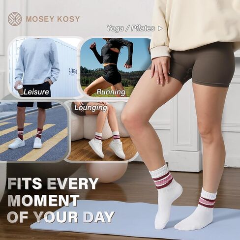 Slouch Cotton Socks, Scrunch Thin Fashion Colorful Soft Breathable Crew Calf for Women and Men, 4 Pairs in Kuwait