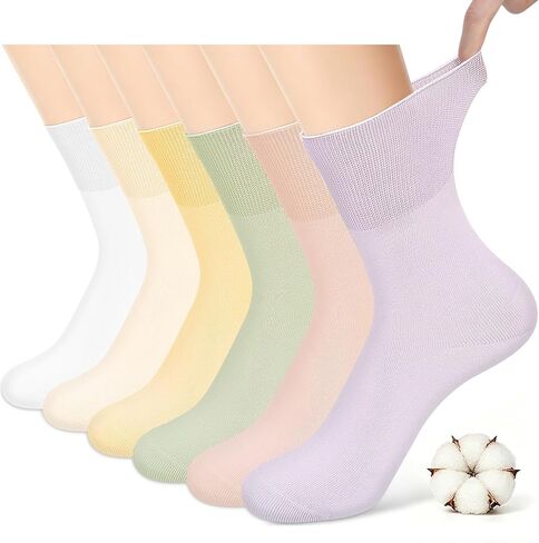 Iseasoo Women's Soft Cotton Dress Socks, Thin Trouser Breathable Calf Crew Scrunch Socks for Casual Ankle Socks 6 Pairs in Saudi Arabia