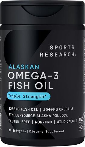 Sports Research® أوميغا 3 زيت السمك ألاسكو أوميغا ميني جيلز 625 مجم من بولوك ألاسكا البري - مكمل زيت السمك بدون تجشؤ مع أوميغا 3 EPA وDHA - من مصادر مستدامة، غير معدلة وراثيًا، خالي من الغلوتين - 240 كبسولة هلامية in Kuwait