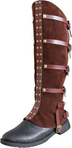 Medieval Renaissance Pirate Costume Boot Covers Cosplay Halloween Boots for Faux Leather High Tube Steampunk Shoes Cover Costume Accessories Brown in Kuwait