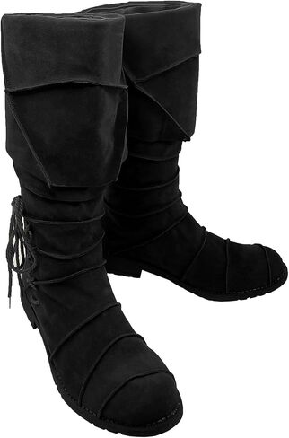 Men's Renaissance Medieval Faux Leather Pirate Boots Halloween Cosplay Boot Gothic Pirate Viking Shoes in Saudi Arabia
