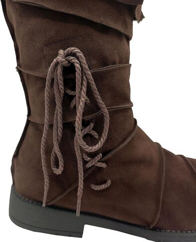 Men's Renaissance Medieval Faux Leather Pirate Boots Halloween Cosplay Boot Gothic Pirate Viking Shoes in Saudi Arabia