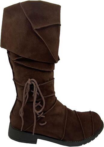 Men's Renaissance Medieval Faux Leather Pirate Boots Halloween Cosplay Boot Gothic Pirate Viking Shoes in Saudi Arabia