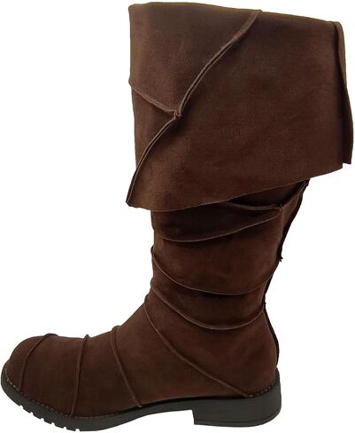 Men's Renaissance Medieval Faux Leather Pirate Boots Halloween Cosplay Boot Gothic Pirate Viking Shoes in Saudi Arabia