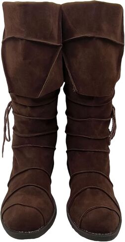 Men's Renaissance Medieval Faux Leather Pirate Boots Halloween Cosplay Boot Gothic Pirate Viking Shoes in Saudi Arabia
