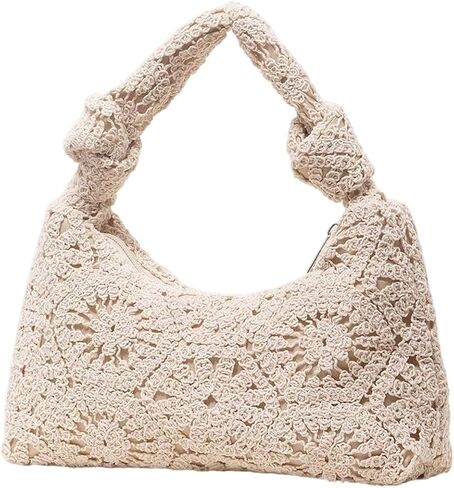 MakeMeChic Women's Crochet Knot Satchel Handbags Top Handle Beach Vacation Boho Bags in Kuwait