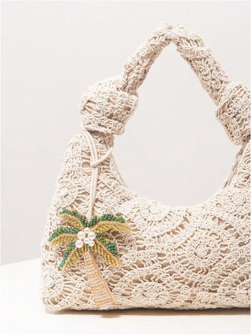 MakeMeChic Women's Crochet Knot Satchel Handbags Top Handle Beach Vacation Boho Bags in Kuwait