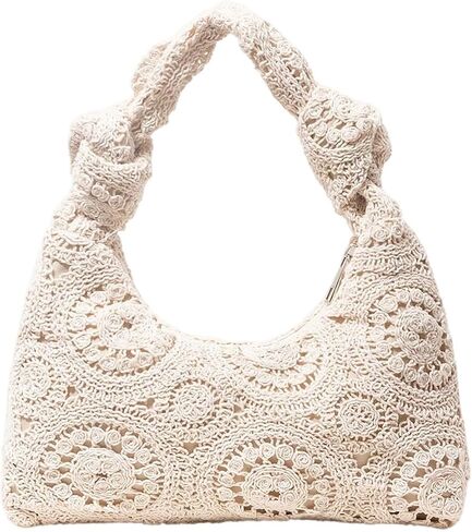 MakeMeChic Women's Crochet Knot Satchel Handbags Top Handle Beach Vacation Boho Bags in Kuwait