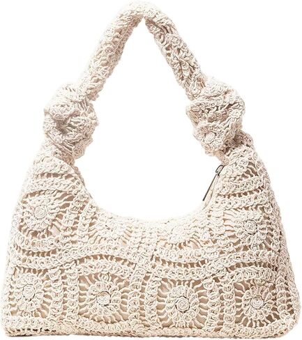 MakeMeChic Women's Crochet Knot Satchel Handbags Top Handle Beach Vacation Boho Bags in Kuwait