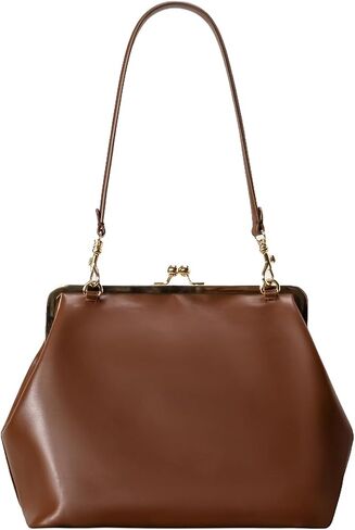 Leather Kiss Lock Bag Women PU Retro Top Handle Handbag Kiss Clasp Hobo Shoulder Bag Kisslock Purse Satchel in Kuwait