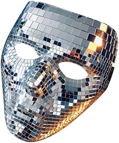 Realistic Full Face Masquerade Mask,Disco Ball Glitter Mask,Girl Boy Cosplay Costume Mask,Halloween Mask for Women Luxury Mirror Glass,Masquerade Mirror Mask for Men and Women in Kuwait