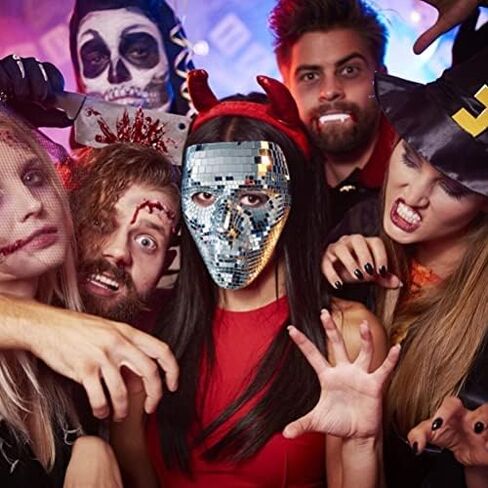 Realistic Full Face Masquerade Mask,Disco Ball Glitter Mask,Girl Boy Cosplay Costume Mask,Halloween Mask for Women Luxury Mirror Glass,Masquerade Mirror Mask for Men and Women in Kuwait