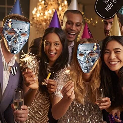 Realistic Full Face Masquerade Mask,Disco Ball Glitter Mask,Girl Boy Cosplay Costume Mask,Halloween Mask for Women Luxury Mirror Glass,Masquerade Mirror Mask for Men and Women in Kuwait