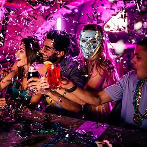 Realistic Full Face Masquerade Mask,Disco Ball Glitter Mask,Girl Boy Cosplay Costume Mask,Halloween Mask for Women Luxury Mirror Glass,Masquerade Mirror Mask for Men and Women in Kuwait