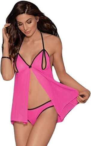 Escante 1904 Euphoria Cami Set, Neon Pink/Black, O/S in Saudi Arabia