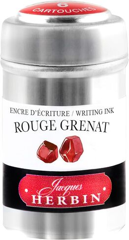 Herbin Fountain Pen Ink - 1 tin of 6 cartridges - Rouge Grenat in Kuwait