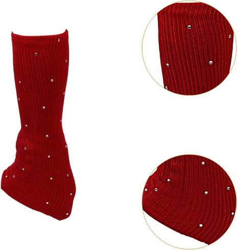 Figure Skating Leg Warmers with Rhinestones, Acrylic Knit Leg Warmers for Ice Skating, Dance, Training, Cold Weather, Red, 1 Pair in Kuwait