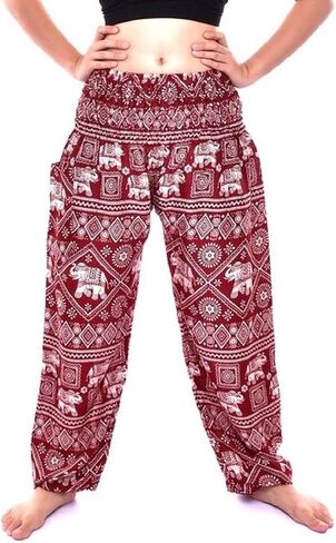Bohotusk Kids Bohemian Harem Pants Smocked Elasticated Waist Hippy Boho Style - Childrens Hippie Festival Trousers in Kuwait