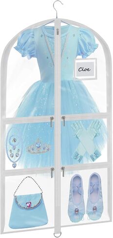 Garment Bags for Dance Costumes - 40 Inch Clear PVC with 5 Zipper Pockets (3 Pack, White) - Kids Dance Garment Bag for Dancers, Hanging Clothes Storage, Competitions & Travel (‎Clear White) in Saudi Arabia