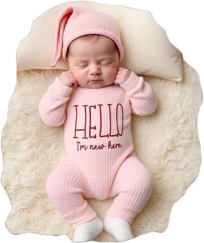 Ylsteed Infant Baby Sweater Romper and Hat Baby Girl Boy Knitted Pullover Onesie Fall Winter Outfit Infant Embroidery Clothes in Saudi Arabia