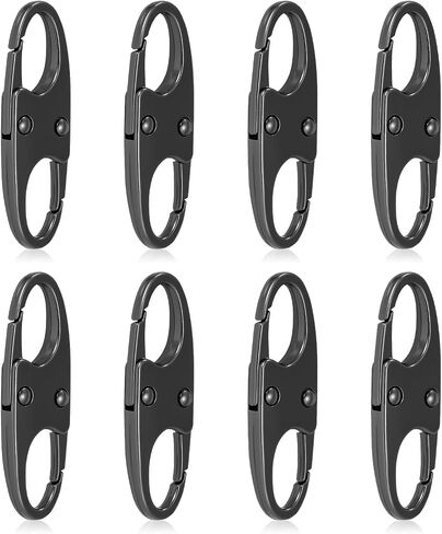 8 Pcs Anti-Theft Small Carabiner Clip, Double Opening Zipper Pull Replacement, Elegant Zinc Alloy Zipper Clips for Backpacks, Luggage, Duffel Bags, Travel Security Essentials - 4 Silver & 4 Gunmetal in Kuwait