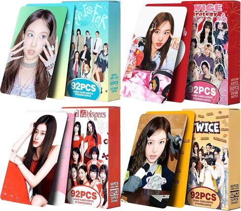 4Pack/368PCS TWICE Photocards Set 240PCS K-POP Twice Photo Cards and 128PCS Mini Stickers This Is For Album Photocards Strategy Lomo 2026 World Tour Greeting Cards Party Room Decoration for Fans in Kuwait