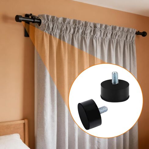 2 Pcs End Cap Replacement Finials, Screw on Curtain Rod End Caps, Cylindrical Drapery Rod Finials, Black Drapery Round Curtain Rods Finial for 6mm Curtains Rods ﻿ in Saudi Arabia