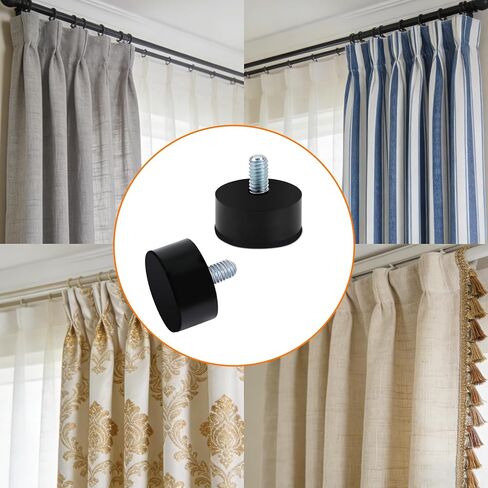 2 Pcs End Cap Replacement Finials, Screw on Curtain Rod End Caps, Cylindrical Drapery Rod Finials, Black Drapery Round Curtain Rods Finial for 6mm Curtains Rods ﻿ in Saudi Arabia