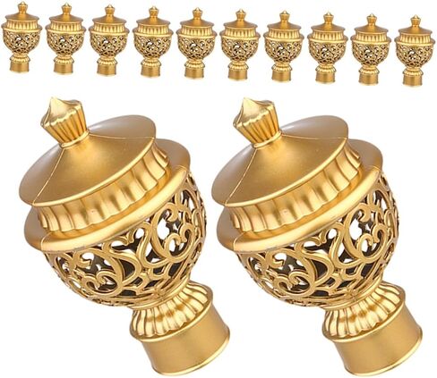 12 Pcs Modern Gold Curtain Rod Finials Decorative Caps for Roman Rods Drapery Poles Window Curtain Pole Ends Easy Install Versatile Home Decor in Kuwait