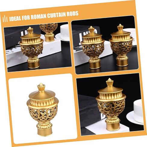 12 Pcs Modern Gold Curtain Rod Finials Decorative Caps for Roman Rods Drapery Poles Window Curtain Pole Ends Easy Install Versatile Home Decor in Kuwait