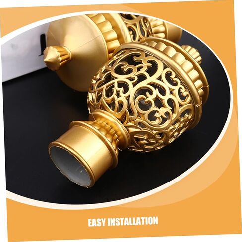 12 Pcs Modern Gold Curtain Rod Finials Decorative Caps for Roman Rods Drapery Poles Window Curtain Pole Ends Easy Install Versatile Home Decor in Kuwait