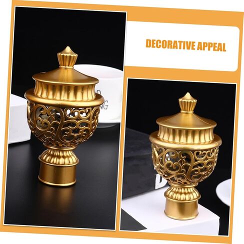 12 Pcs Modern Gold Curtain Rod Finials Decorative Caps for Roman Rods Drapery Poles Window Curtain Pole Ends Easy Install Versatile Home Decor in Kuwait