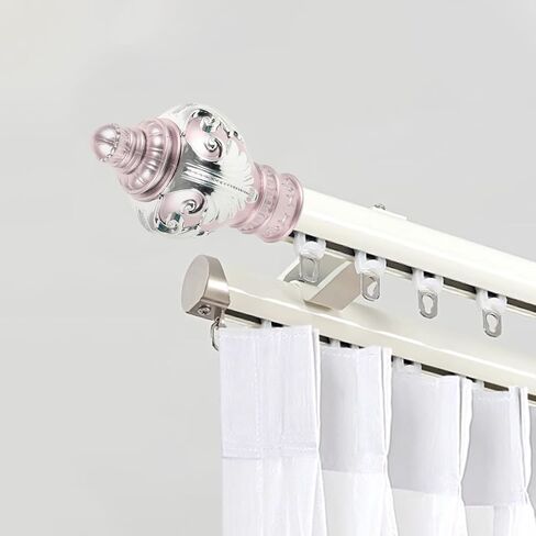 ARTIBETTER Curtain Rod Finial, Two-Tone Classic Rose Finial，Plastic Drapery Rail Head Cap Decorative Window Curtain Rail Ends Fit for 26-28mm Rod in Kuwait