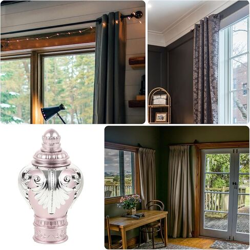 ARTIBETTER Curtain Rod Finial, Two-Tone Classic Rose Finial，Plastic Drapery Rail Head Cap Decorative Window Curtain Rail Ends Fit for 26-28mm Rod in Kuwait