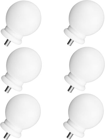 6 Packs ABS Finials for Curtain Rods Caps, 1.22''/3.1 CM Curtain Rod Ends Screw on for 0.19''/5 MM Holes Replacement Window Drapes Home Decor Living Room Office Round Black in Saudi Arabia